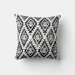 Cojín Decorativo Navajo tribal: geométrico blanco negro.