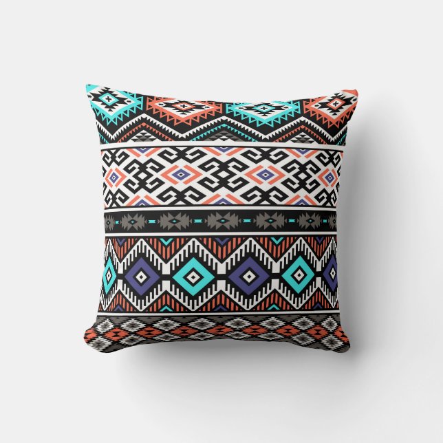 Cojín Decorativo Navajo Tribal Retro: Sin Marea Geométrica. (Anverso)