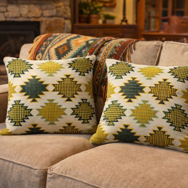 Cojín Decorativo Navajo Verde y Marrón (Subido por el creador)