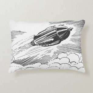 Cojín Decorativo Nave espacial de ciencia ficción vintage cohete en