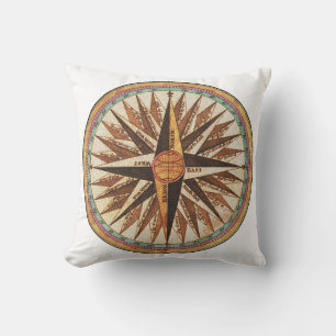 Cojín Decorativo Navegador de brújulas de nautical vintage