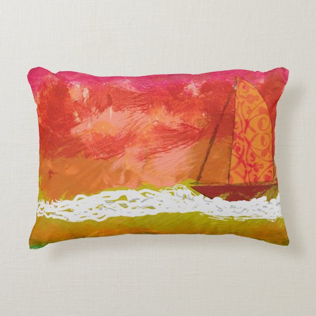 Cojín Decorativo Navegando Cielos Rojos  (Anverso)