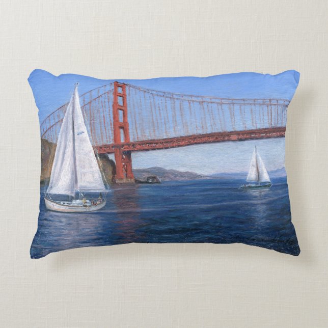 Cojín Decorativo "Navegar bajo la Puerta de Oro" (Anverso)