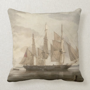 Cojín Decorativo Naves en el puerto, 1805 (aceite en lona)