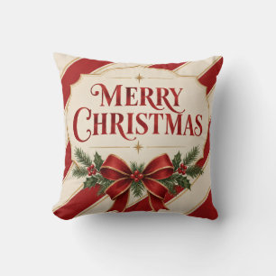 Cojín Decorativo Navidad a rayas, estilo de saludo de Navidad alegr