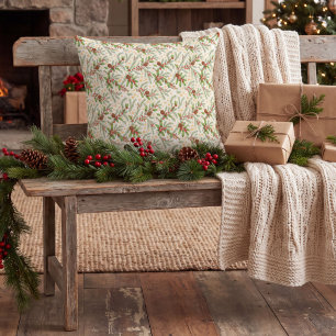 Cojín Decorativo Navidad acogedora de bosque: piñas y ramas