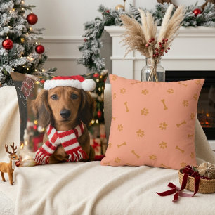 Cojín Decorativo Navidad Acogedora Estampa de Pata de Dachshund 