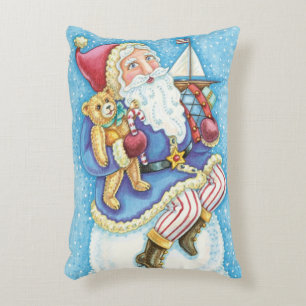 Cojín Decorativo Navidad adorable, Santa Claus en una bola de nieve