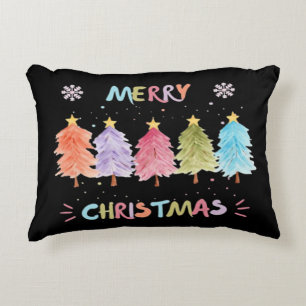 Cojín Decorativo Navidad Alegre Árboles Coloridos Esencial