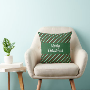 Cojín Decorativo Navidad Alegre Festiva Rayas Verdes