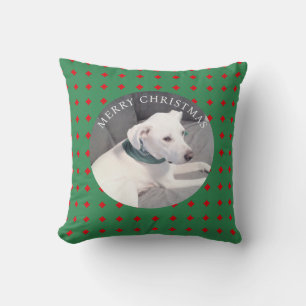 Cojín Decorativo Navidad Alegre Monada Perro Blanco Foto Redonda Ve