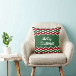 Cojín Decorativo Navidad Alegre Navideña Rayas Verdes Rojas