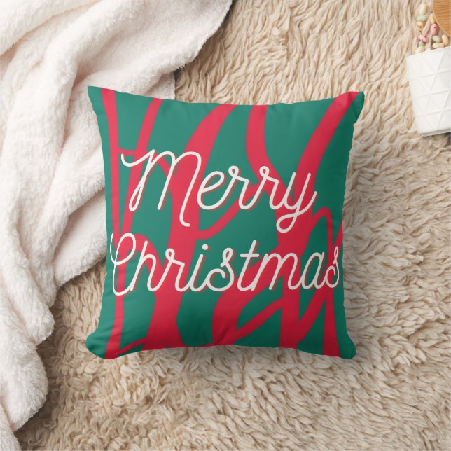 Cojín Decorativo Navidad Alegre Personalizada Verde Rojo Abstracto (Manta)