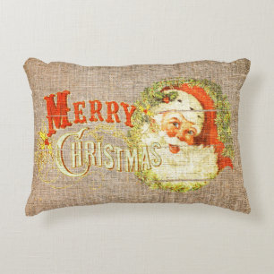 Cojín Decorativo Navidad Alegre Rústica Antigüa Arpillera