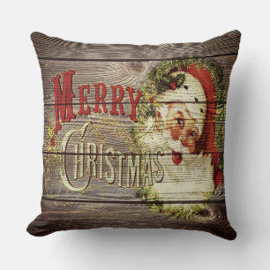 Cojín Decorativo Navidad Alegre Rústica de Campo Vintage y Santa