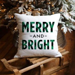 Cojín Decorativo Navidad Alegre y Brillante de Cuadros de Búfalo Ve