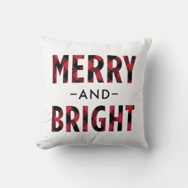 Cojín Decorativo Navidad Alegre y Brillante Plaid Búfalo Rojo