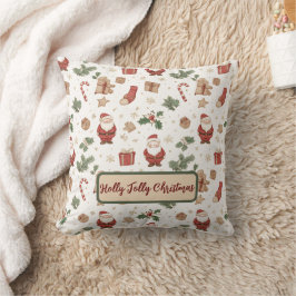 Cojín Decorativo Navidad alegre y caprichosa con acuarela
