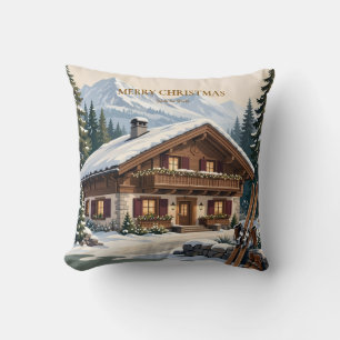 Cojín Decorativo Navidad Alpina Europea - Invierno de Montaña Nevad