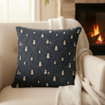 Navidad azul oscuro de cottagecore y muñeco de nie