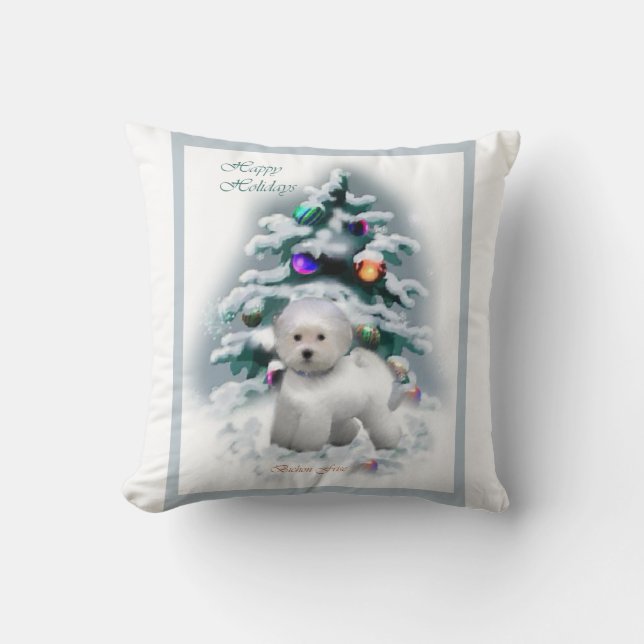 Cojín Decorativo Navidad Bichon Frise (Anverso)