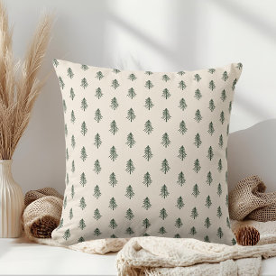 Cojín Decorativo Navidad Bosques de Pinos y Beige Rústico