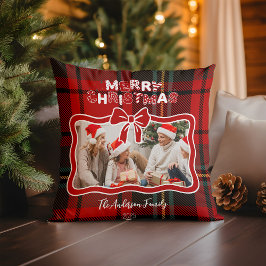 Cojín Decorativo Navidad caprichosa de cuadros rojos retro