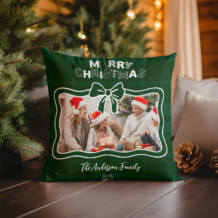 Cojín Decorativo Navidad caprichosa de cuadros verdes retro
