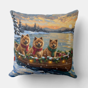 Cojín Decorativo Navidad con Barco de Chow Chow en Vacaciones