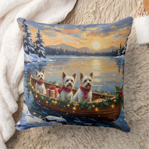 Cojín Decorativo Navidad con Bichon Frise en Barco