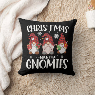 Cojín Decorativo Navidad Con Mis Gnomos Búfalo Cuadros Rojos Gnome