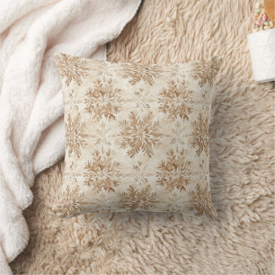Cojín Decorativo Navidad Copos de Nieve Marrón Crema