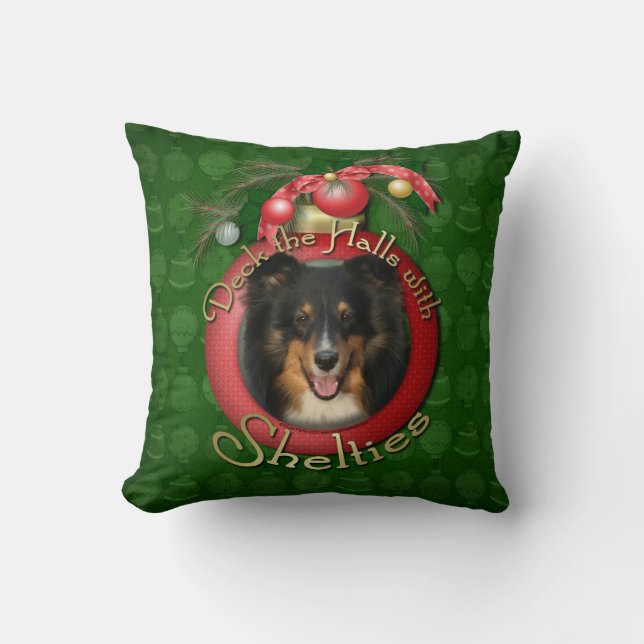 Cojín Decorativo Navidad - cubierta los pasillos - Sheltie - Chani (Anverso)