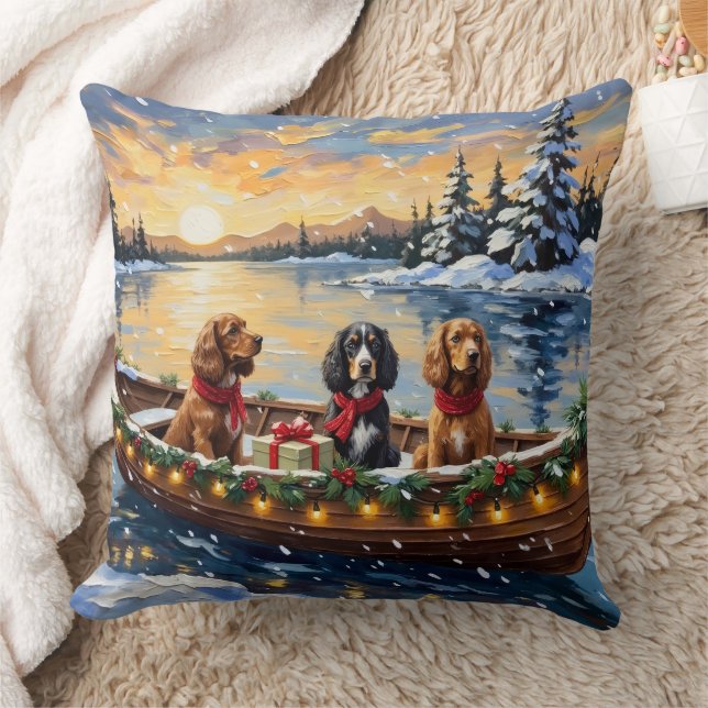 Cojín Decorativo Navidad de barco con Cocker Spaniel (Manta)