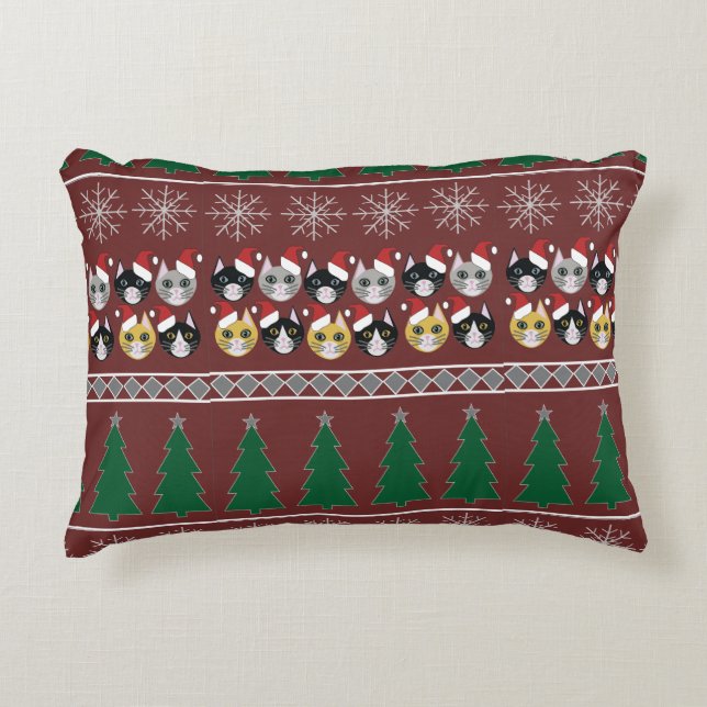 Cojín Decorativo Navidad de gatos  (Anverso)