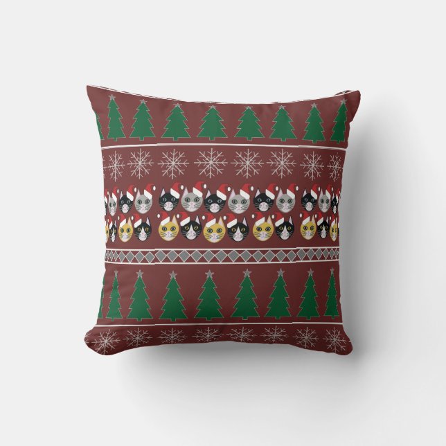 Cojín Decorativo Navidad de gatos  (Anverso)
