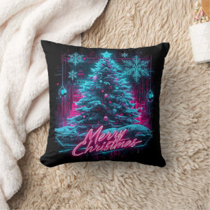 Cojín Decorativo Navidad de invierno ciberpunk