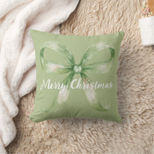 Cojín Decorativo Navidad de lazo verde aguacate