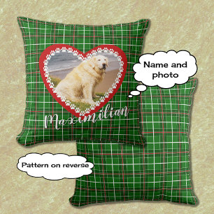 Cojín Decorativo Navidad de mascota tu foto rojo verde