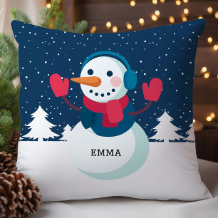 Cojín Decorativo Navidad de muñeco de nieve personalizado