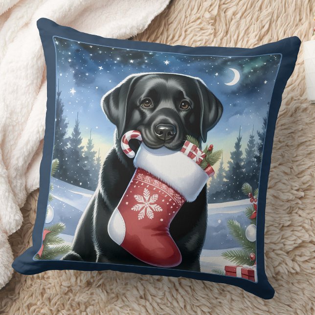 Cojín Decorativo Navidad de recuperación de Labrador Negro festivo (Subido por el creador)