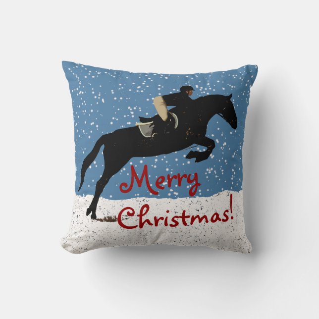 Cojín Decorativo Navidad de salto del caballo Nevado (Anverso)