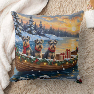 Cojín Decorativo Navidad de Schnauzer en Barco