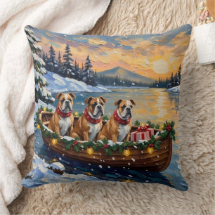 Cojín Decorativo Navidad del barco de Navidad del Bulldog
