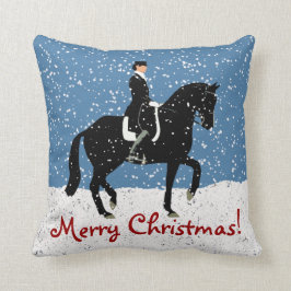 Cojín Decorativo Navidad del caballo del Dressage Nevado