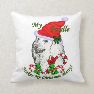 Cojín Decorativo Navidad del caniche feliz