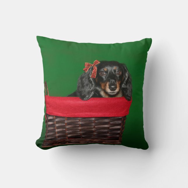 Cojín Decorativo Navidad del Dachshund (Anverso)