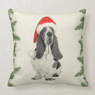 Cojín Decorativo Navidad del estilo del vintage de Basset Hound