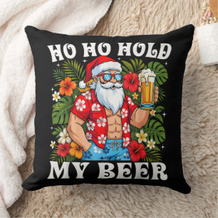 Cojín Decorativo Navidad Divertida Ho Ho Sostén Mi Cerveza Santa