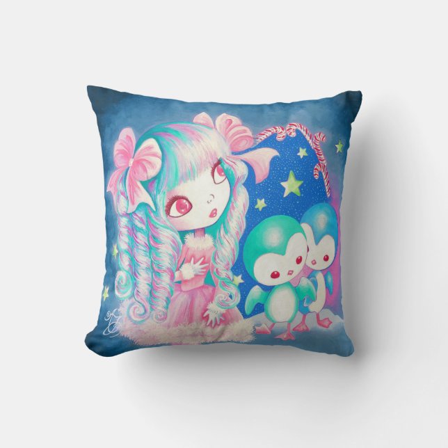 Cojín Decorativo Navidad dulce del pingüino (Anverso)